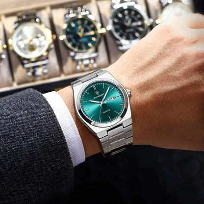 POEDAGAR Exquisite Business Men Watch Stainless Steel Waterproof Luminous Man Wristwatch Date Week Classic Men's Quartz Watches Beauty World Shop