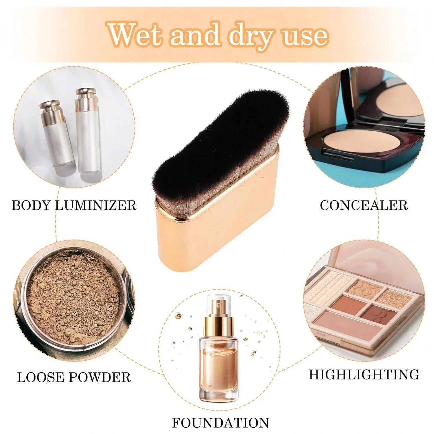 Self Tan Brush Soft Body Makeup Brush Portable Self Tanning Brush Self Tanner Face Brush For Body & Leg Makeup(Rose Gold) Beauty World Shop