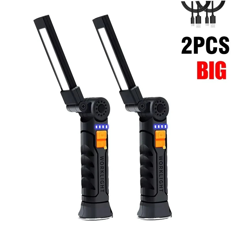 Portable COB LED Flashlight USB Rechargeable Work Light Magnetic Lanterna Hanging Lamp with Built-in Battery Camping Torch Beauty World Shop