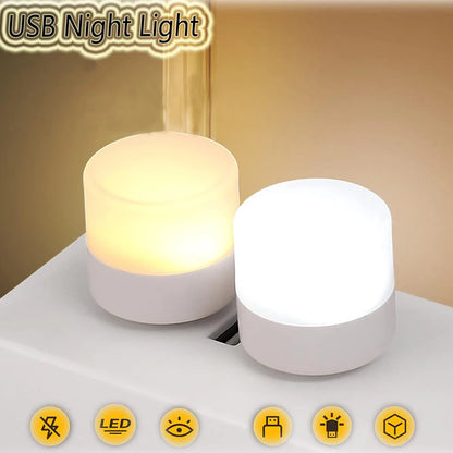 Small USB Night Light Computer Mobile Power Charging Mini Book Lamps LED Light Warm White Eye Protection Reading Light 1/10Pcs Beauty World Shop