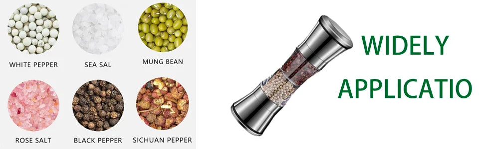 2-in-1 Adjustable Pepper Salt Grinder - Rustproof Stainless Steel Manual Mill with Double Heads & Coarseness Control Beauty Trend Shop