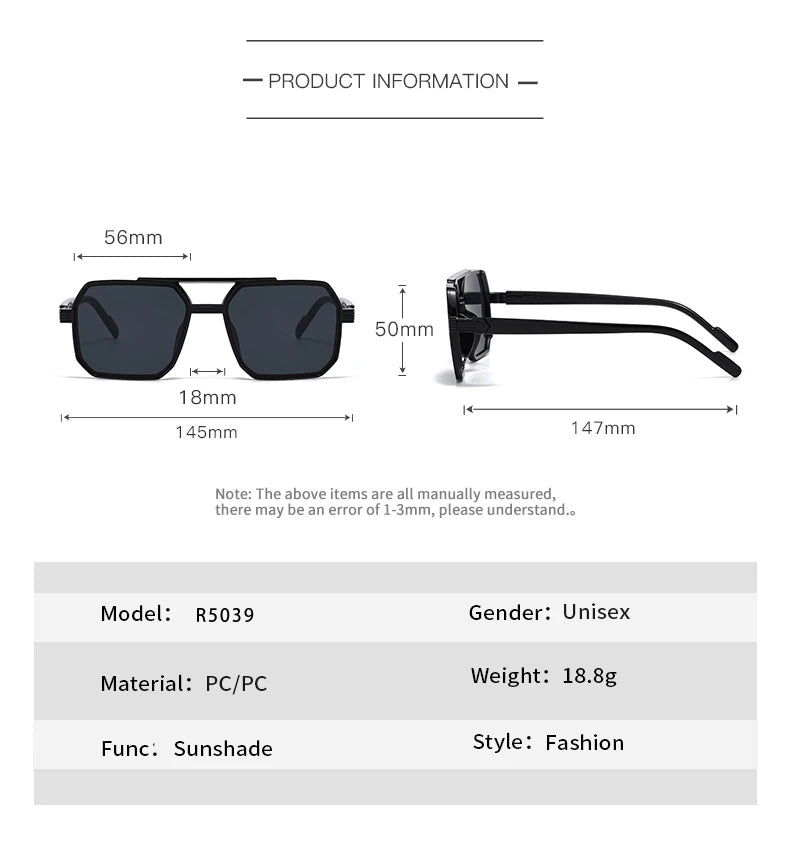 Hiking New Fashion Double Beam Polygonal Anti Light Glasses Retro Personalized Trendy Large Frame Eyewear European and American Beauty World Shop