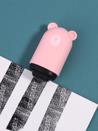 1 Cute Bear Shaped Roller Stamp, Study Notebook Typos Cover Graffiti Fashion Stamp, Personal Privacy Graffiti Daily Necessities Beauty World Shop