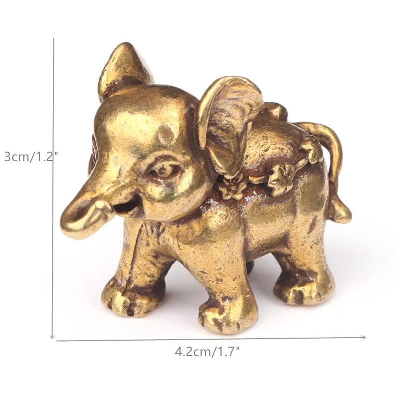 Antique Bronze Minature Elephant Figurines Tea Pet Table Ornament Decorations Solid Copper Animal Crafts Home Decor Living Room Beauty World Shop