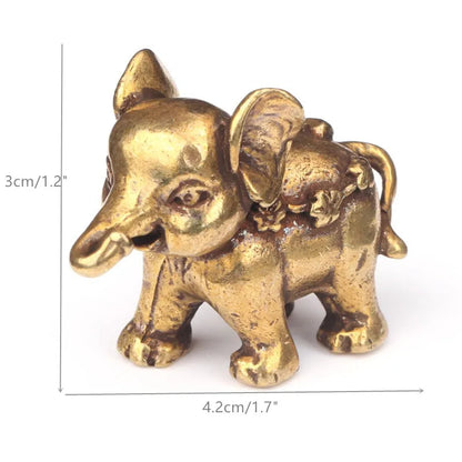 Antique Bronze Minature Elephant Figurines Tea Pet Table Ornament Decorations Solid Copper Animal Crafts Home Decor Living Room Beauty World Shop