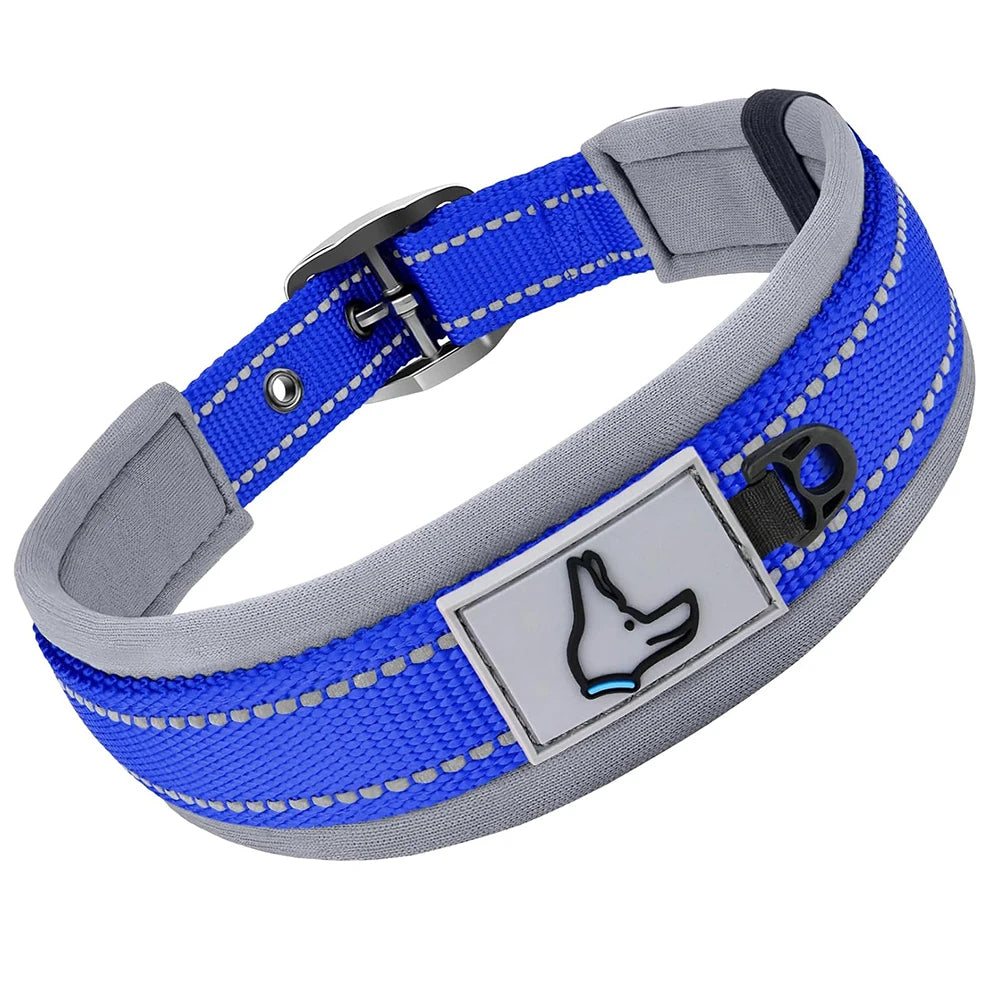 Padded Dog Collars for small Medium large Dogs Reflective Wide Pet Collars Adjustable Heavy Duty Nylon Neoprene Dog Collar Beauty World Shop