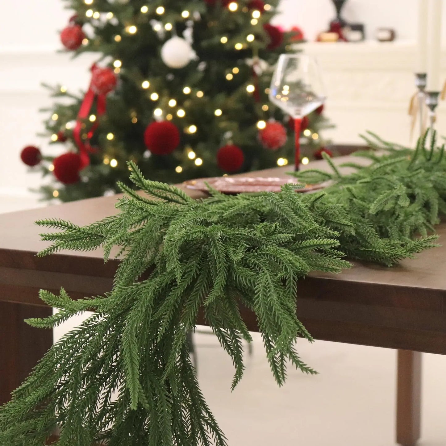 180cm Christmas Garlands Norfolk Pine Garland Artificial Plants Faux Greenery Vine for Home Table Xmas Party Festival Decoration Beauty World Shop