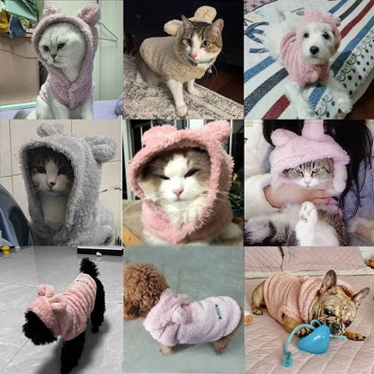 Pet Cats Coat Hoodie For Small Medium Dogs Winter Warm Fleece Puppy Kitten Clothes Jacket Cozy Cute Sphynx Cat Sweater Apparel Beauty World Shop
