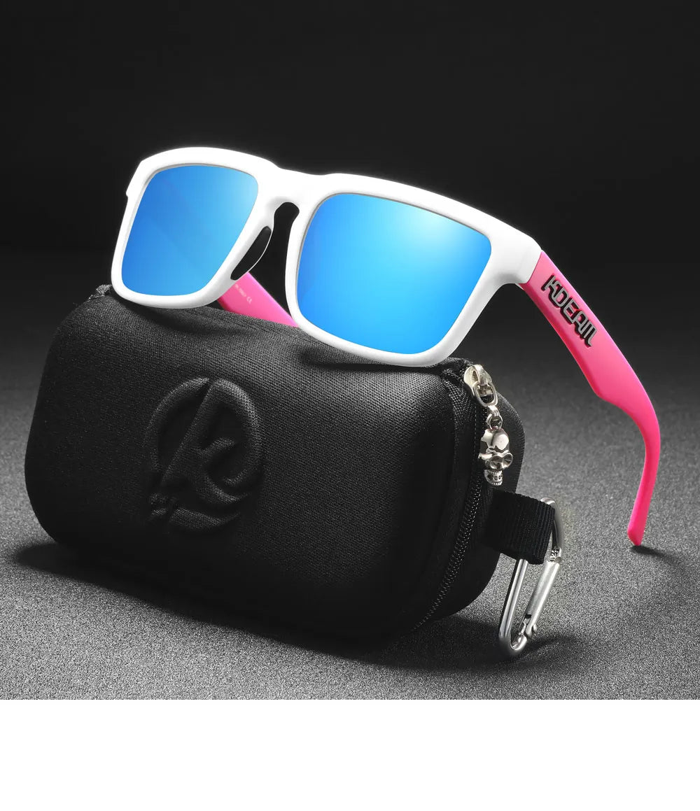 KDEAM Men's Polarized Sunglasses Square Casual Outdoors Sun Glasses Women Unisex Sunglass For Couple With Zipper Case Beauty World Shop