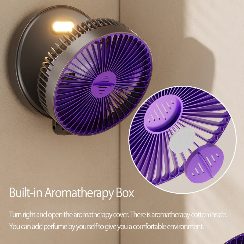 2024 New Rechargeable 3IN1 Multifunctional Portable Fan Wall Mounted Fan 90° Folding Fan 4 Gears With Warm Night Light Beauty World Shop