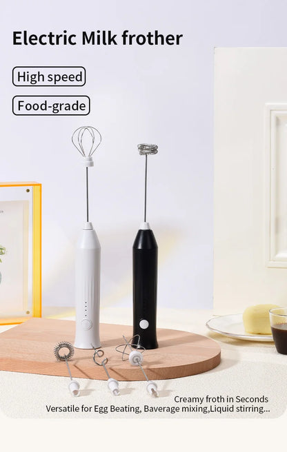 Wireless Milk Frother Electric Type-C Handheld Blender Stainless Steel Mini Coffee Maker Whisk Mixer For Coffee Cappuccino Cream Beauty World Shop