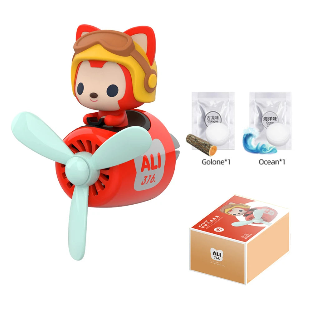 Cool Bear Pilot Car Air Freshener Rotating Propeller Air Outlet Perfume Fragrance Flavoring 자동차 공기 청정기 Accessories 방향제 차량용 Beauty World Shop