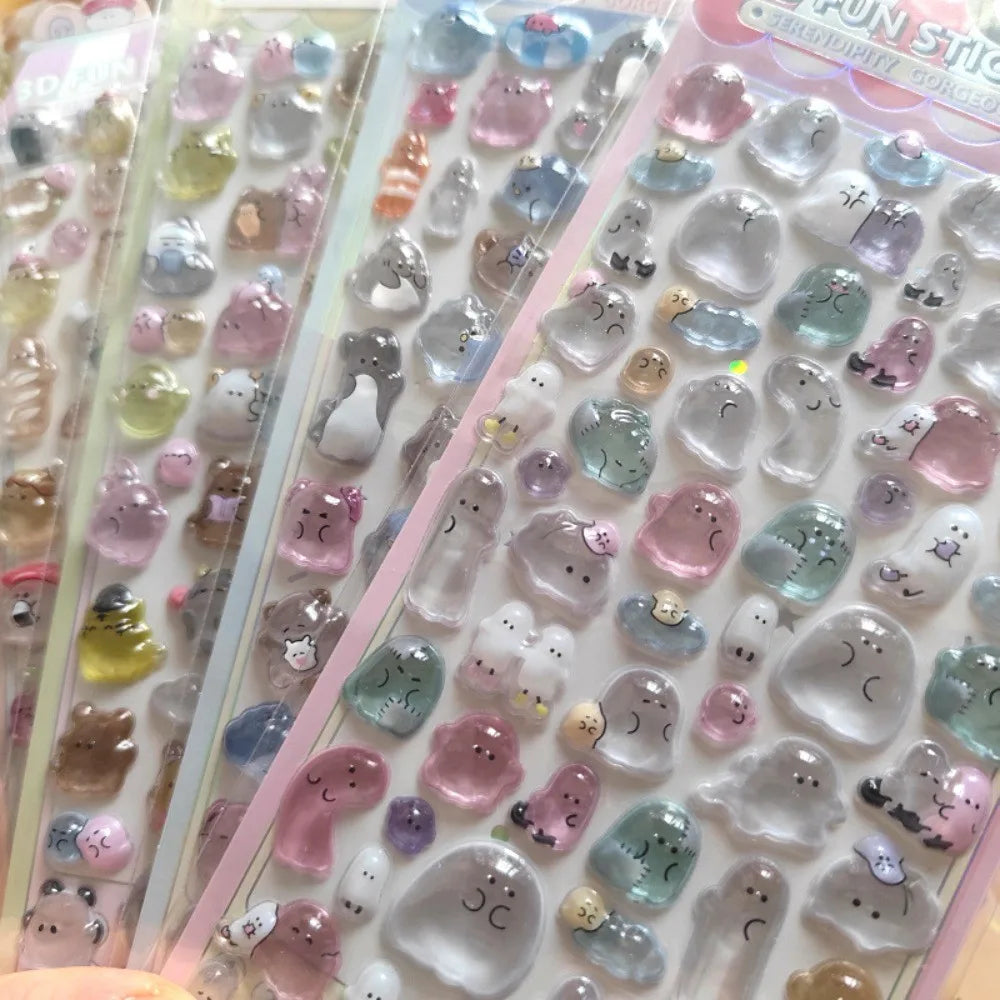 4-Piece Kids' Cartoon Cute Soft Ghost 3D Stickers - Adorable 3D Decor Decals for Phones, Notebooks(Anime Worlds Store) Beauty World Shop