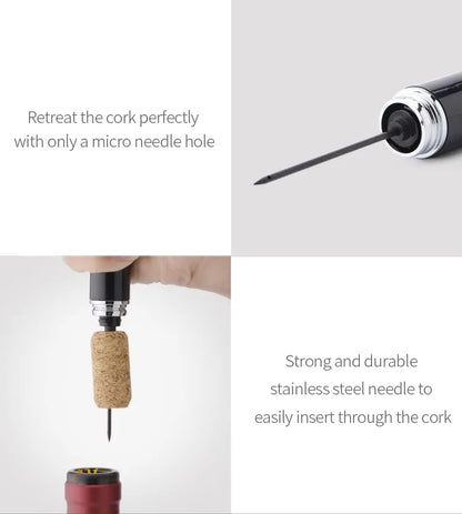 Portable Handheld 2-in-1 Air Pressure Wine Opener with Air Pump And Cork Remover Foil Cutter Compact Desktop Cicerone for Party Beauty World Shop