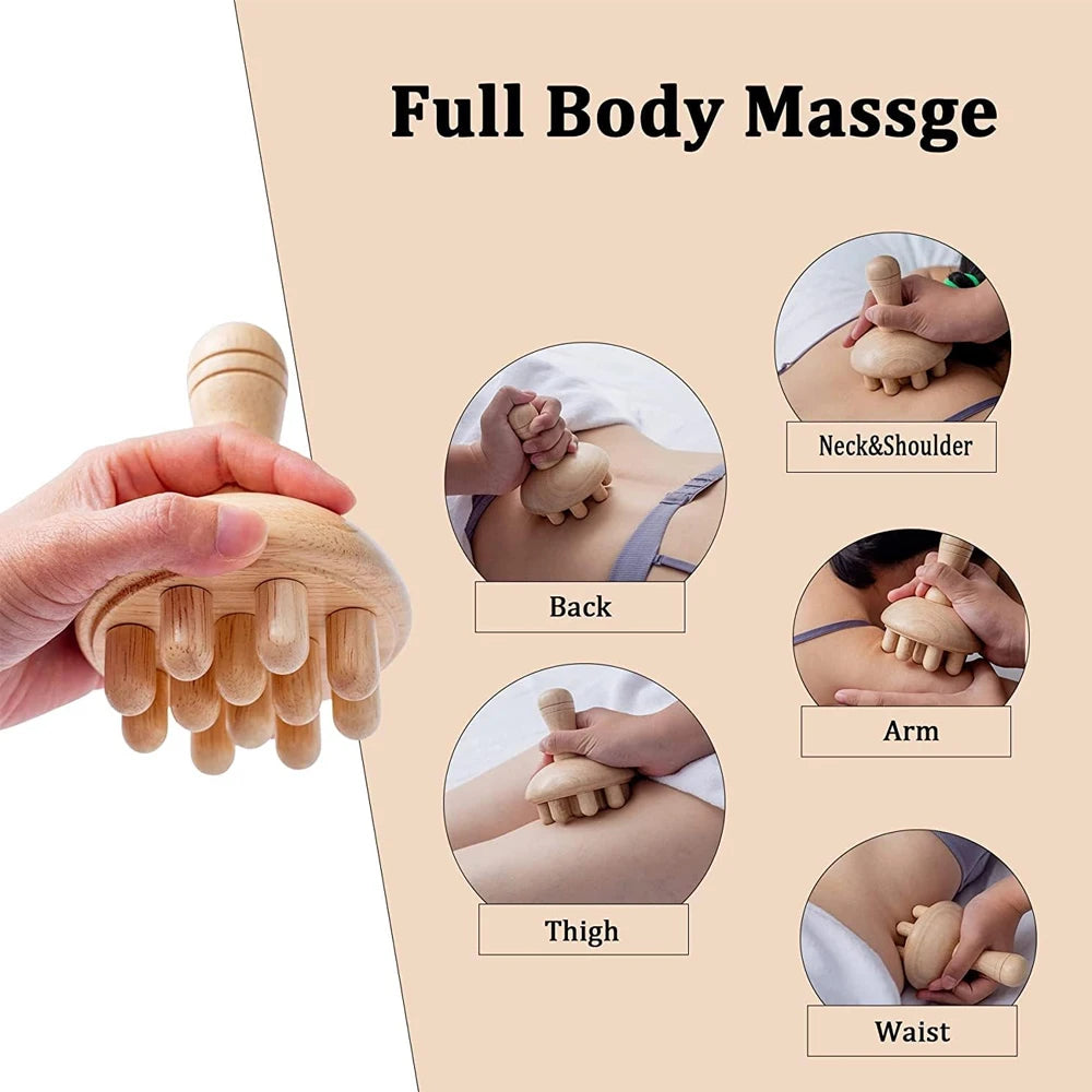 Wooden Mushroom Shape Massage,Manual Wood Therapy Massage Tool,Anti Cellulite,Maderoterapia,Lymphatic Drainage,for Full Body Use Beauty World Shop