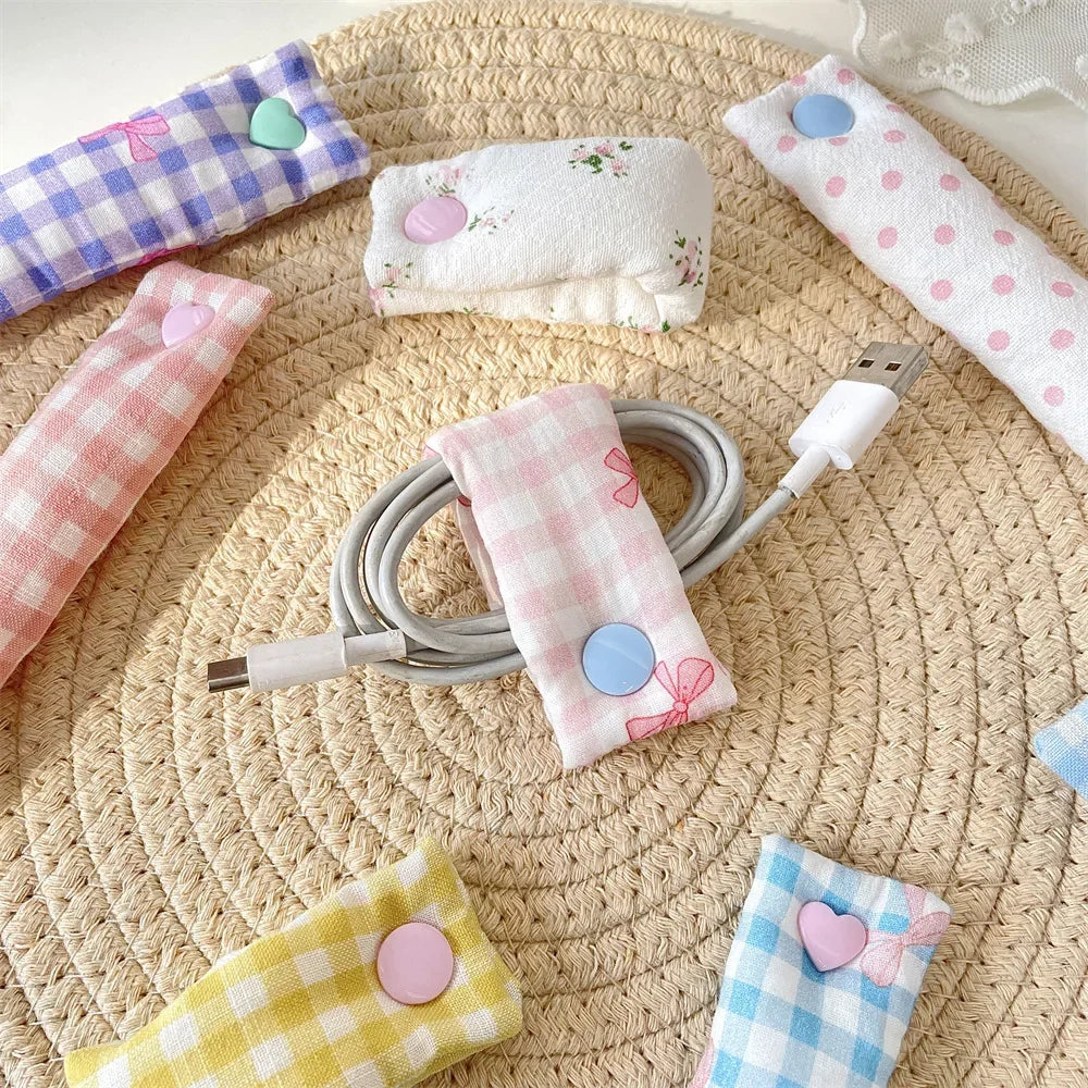 1PC Floral Cable Tie - INS Style Cloth Cord Organizer, Cute Reusable Wire Straps for Earphone/Data Cables Beauty Trend Shop