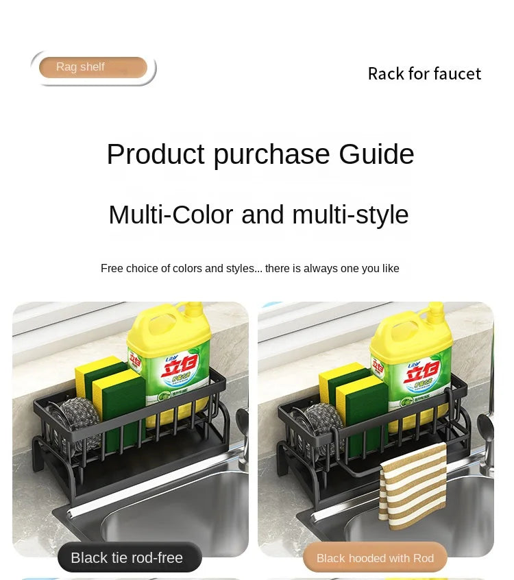 Kitchen Shelf Cleaning Cloth Storage Draining Rack Household Detergent Sponge Rack Water Sink Water Sink Water Sink Artifact Beauty World Shop