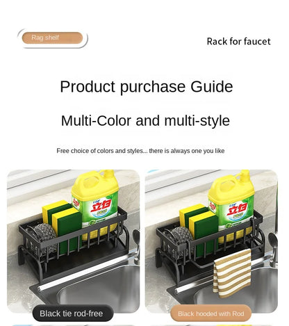 Kitchen Shelf Cleaning Cloth Storage Draining Rack Household Detergent Sponge Rack Water Sink Water Sink Water Sink Artifact Beauty World Shop