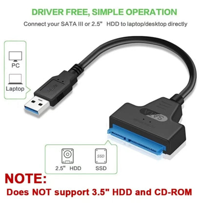 Sata To USB 3.0 Adapter Cable USB To SATA 3 Cable Support 22 Pin 2.5 Lnche External HDD SSD Hard Disk Computer Connector Fit Beauty World Shop