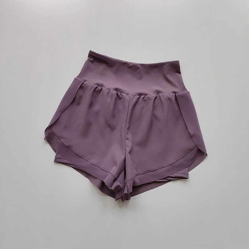 Summer Women's High-Waisted Sports Shorts Mesh Breathable Double-Layer Quick-Dry Gym Fitness Running Cycling Yoga Shorts