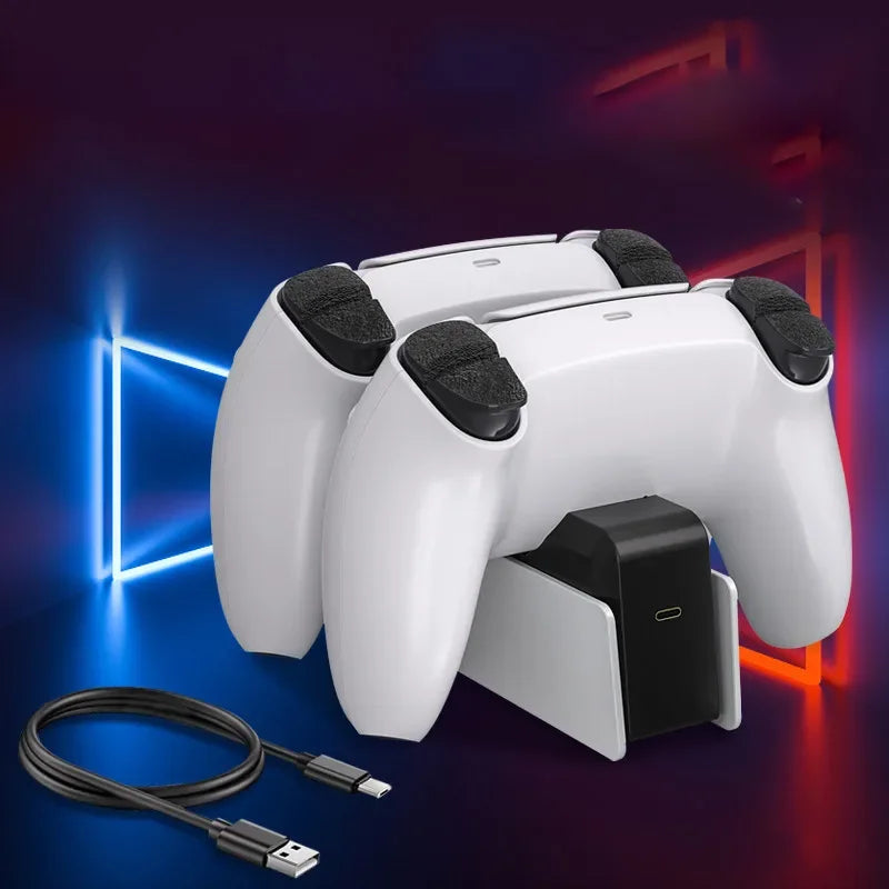 For PS5 Controller Charger DualSense Charging Station Dual Charging Dock Charger Stand for PlayStation5 Wireless Game Controller Beauty World Shop