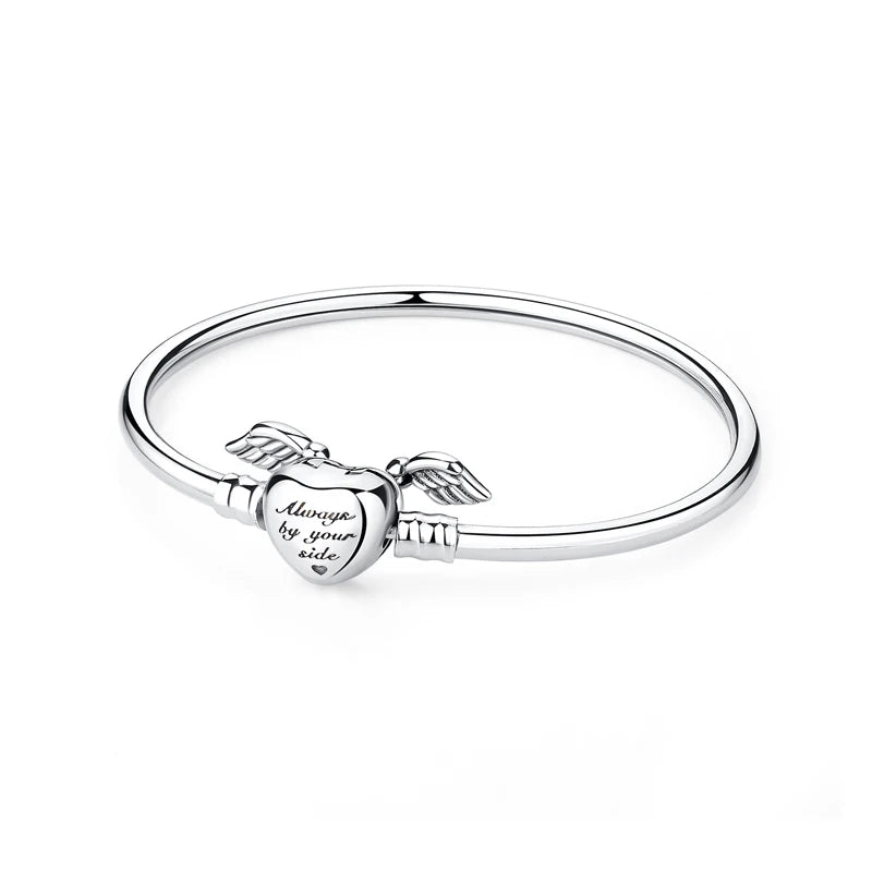 Original 925 Sterling Silver Bracelets Bangles Love Heart Clip Charms Beads Snake Chains For Women Rose Gold DIY Luxury Jewelry Beauty World Shop