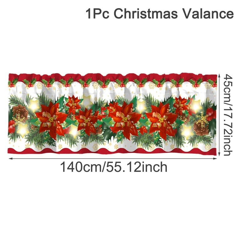 Christmas Short Curtains Valances Merry Christmas Decorations For Home 2025 Xmas Navidad Kitchen Bedroom Ornaments New Year 2026 Beauty World Shop