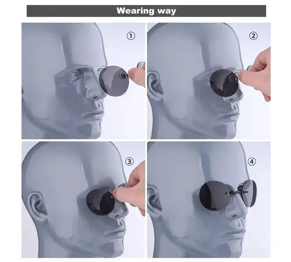  VIEWRING1-2PCS Clip On Nose Glasses Round Rimless Matrix Morpheus Sunglasses Mini Frameless Vintage Men Eyeglasses Beauty World Shop