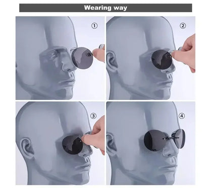  VIEWRING1-2PCS Clip On Nose Glasses Round Rimless Matrix Morpheus Sunglasses Mini Frameless Vintage Men Eyeglasses Beauty World Shop