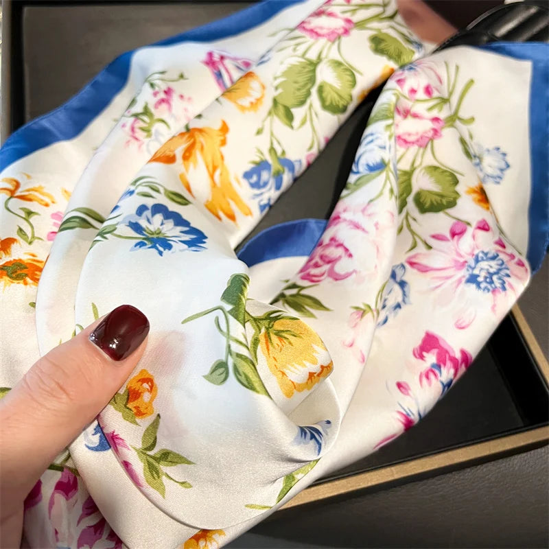 70cm Silk Feeling Square Scarf Women Satin Bandana Print Scarves Head Band Fashion Lady Hair Shawl Wrap Female Neckerchief Hijab Beauty World Shop
