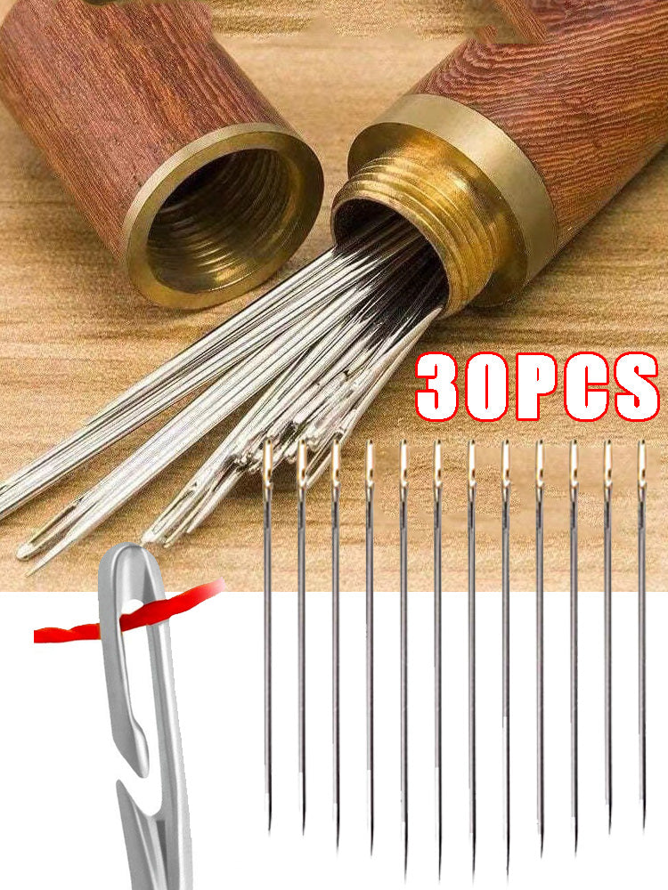 30pcs Blind Sewing Needle Elderly Stainless Steel Quick Automatic Self-Threading Needle Stitching Pins DIY Punch Needle Threader Beauty World Shop