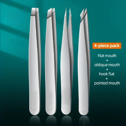 Ouriner Eyebrow Tweezers Set 4 Pcs Stainless Steel Eyebrow Forceps Professional Beauty Tool Set For Facial Hair Inward Growing Beauty Fashion