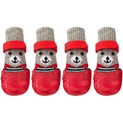 4pcs/lot Winter Warm Dog Socks Anti-Slip Rain Snow Boots Waterproof Puppy Chihuahua Dogs Shoes Booties for Small Large Dogs Beauty Trend Shop