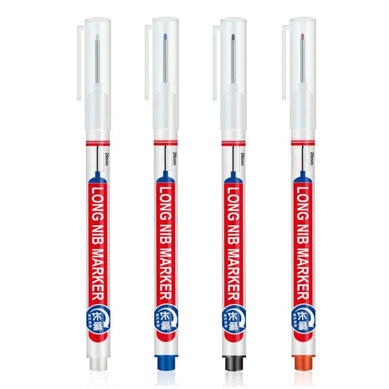 4Pcs/Set 20mm Deep Hole Long Nib Head Markers For Metal Perforating Pen Waterproof Bathroom Woodworking Decoration Multi-Purpose Beauty World Shop