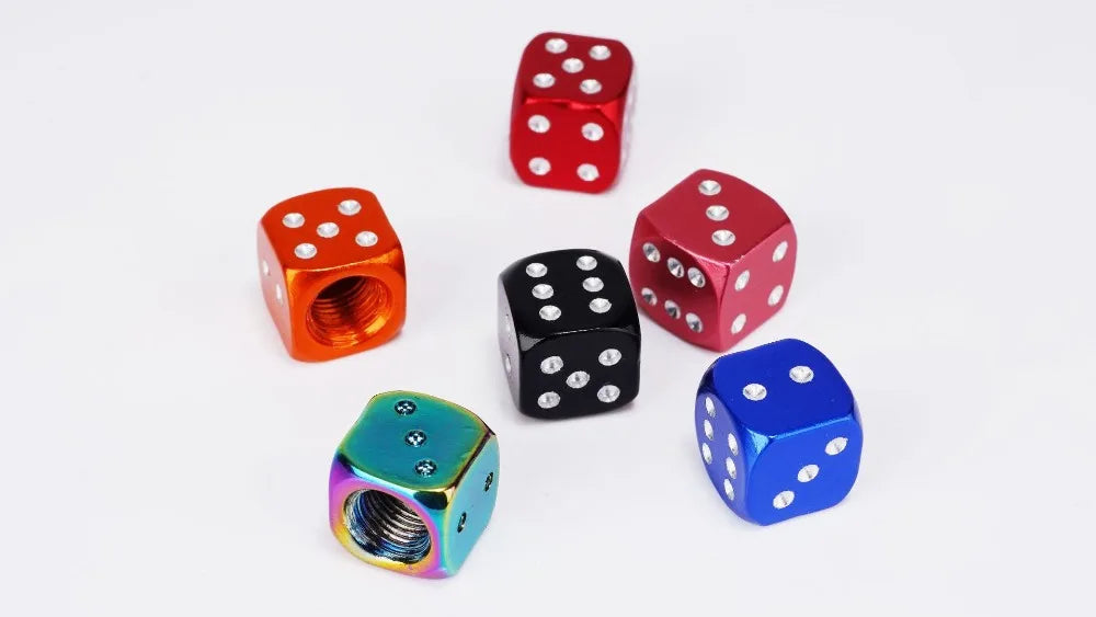Aluminum Dice Tire Valve Caps Dustproof Car Truck Motocycle Bike Dice Wheel Stem Tyre Tire Wheel Stem Air Valve Dust Cap Cover Beauty World Shop