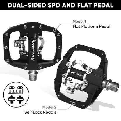 BUCKLOS Mountain Bike Pedals 3 Sealed Bearing PD-M680 Dual Clipless Flat & Lock Pedal Aluminum Cycling Pedals Fit Shimano SPD Beauty World Shop