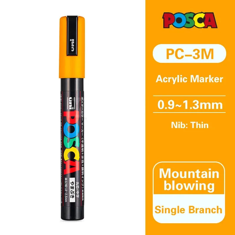 Uni Posca Full Marker PC-1M 3M 5M Multi-Colours Acrylic Permanente Rotulador Poster Graffiti Painting Pen For Fabric Rock Metal Beauty World Shop