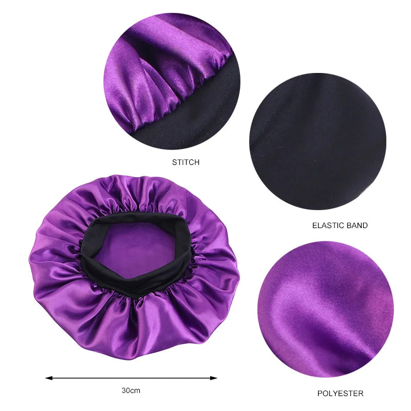 3PCS/LOT Men Silky Durag Long Tail Pirate Hat Headband Turban Dome Wave Cap Unisex Wig Cap Elastic Band Satin Bonnet Beauty World Shop