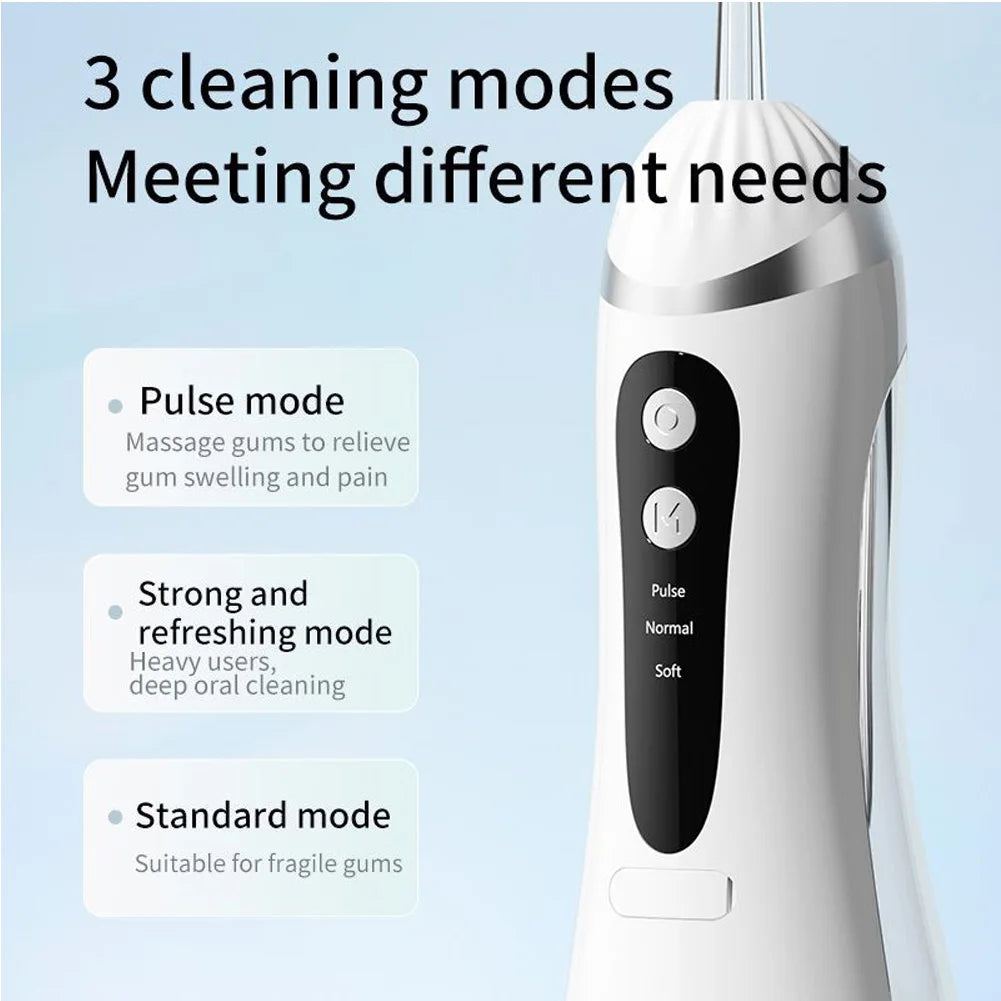 Oral Irrigator 3 Cleaning Modes Portable Rechargeable Waterproof  IP65 Dental Water FlosserTeeth Whitening Jet Floss 200ML Beauty World Shop