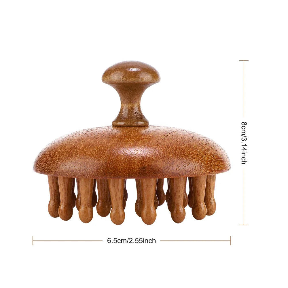 Sandalwood Massage Comb Finger Ring Comb Head Meridian Comb Scalp Massager Anti-Static Wooden Brush Guasha Tool for Full Body Beauty World Shop