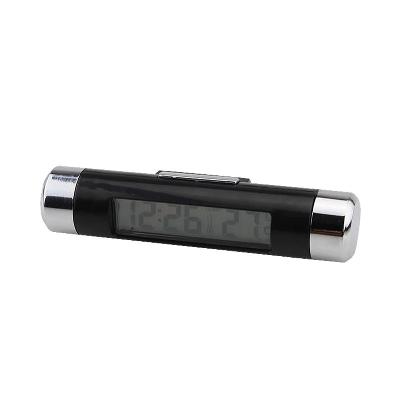 Portable 2 in 1 Car Digital LCD Clock Temperature Display Electronic Clock Thermometer Car Automotive Blue Backlight With Clip Beauty World Shop