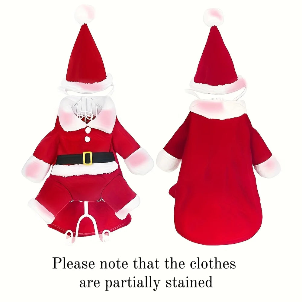 Christmas Pet Costume For Small Dogs Cats Funny Santa Claus Cosplay Dog Jumpsuit For Party Cute Pets Clothes Chihuahua Pug Coat