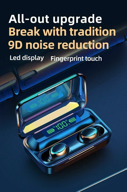 F9 Sport Wireless Earphones Bluetooth Stereo Headphones Noise Reduction Waterproof Earbuds with Mic for Beauty Fashion