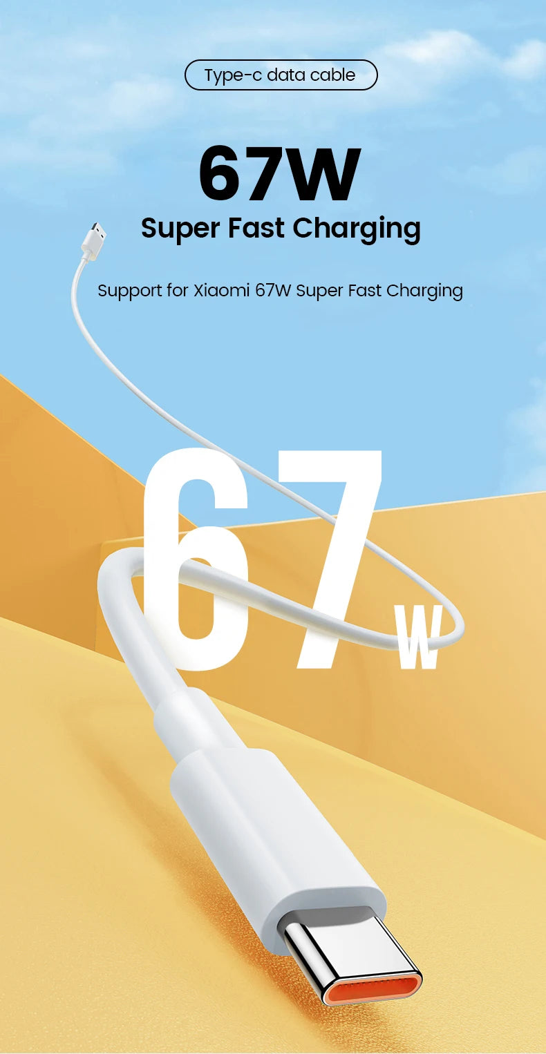 For Xiaomi 67W USB Super Fast Charger Power Adapter Mi 12 11 6A Type C Cable POCO X5 X4 Pro Note 9 10 11 Charging Beauty World Shop