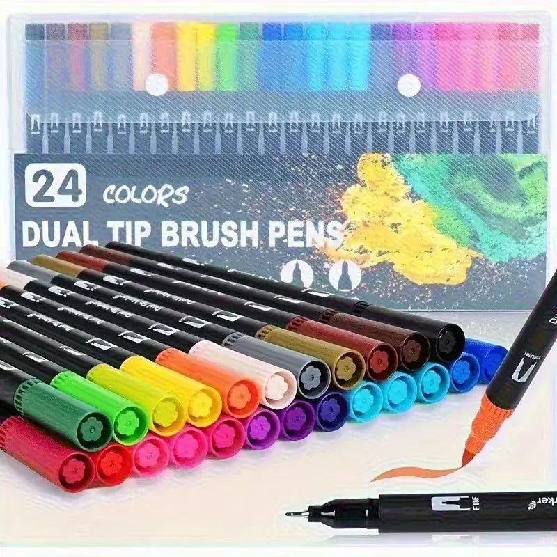 Vibrant Double-Ended Watercolor Markers – Art Set for Drawing & Crafts, Durable Plastic Bodies, Christmas Gift Beauty World Shop