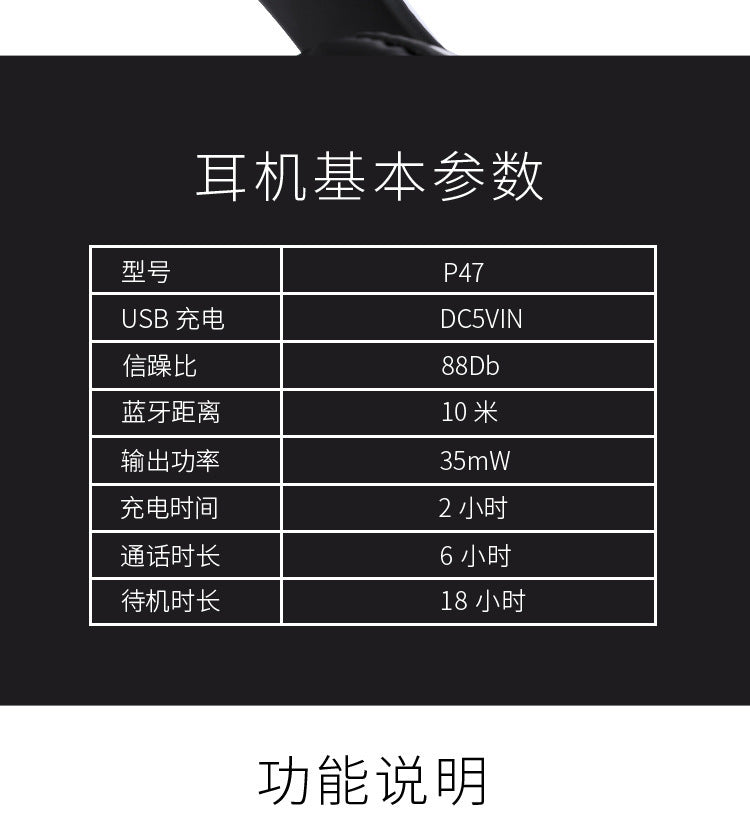 Stereo P47 Headset 5.0 Bluetooth Headset Folding Series Wireless Sports Game Headset for iPhone XiaoMi Beauty World Shop