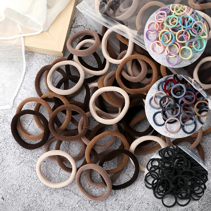 50/100/200pcs Women Girl Mixed Colors Hair Bands Basic Hair Ties Elastic Headband Simple Hair  Accessories Ponytail Holder Beauty Fashion