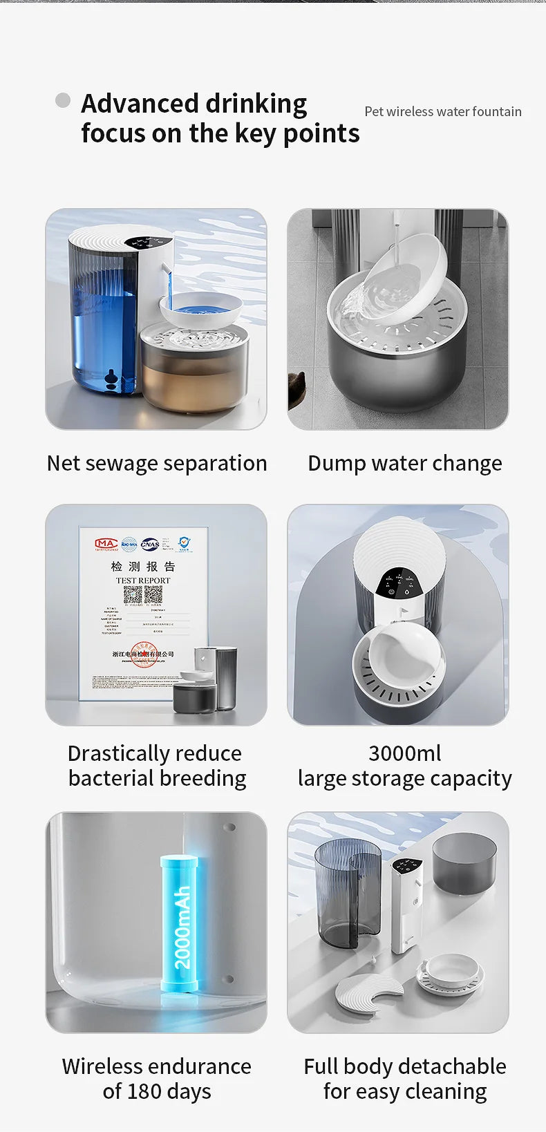 3L Wireless Automatic Pet Water Fountain Rechargeable Dump Water Feeder Timed Smart Cat & Dog Water Dispenser No filter required