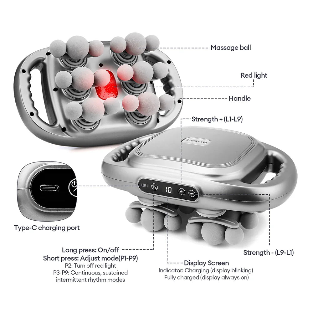 42-Heads Fascia Gun High-Frequency Vibration Body Massage Gun Back and Waist Massager Neck Shoulder Massager Muscle masajeador Beauty World Shop