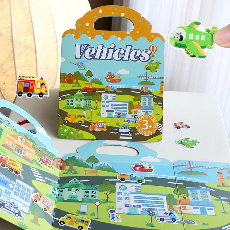 1 Book Jelly Sticker Book Quiet Book DIY Fun for Children's Scene Stickers Repeatedly Paste Puzzle Sticker Book Beauty World Shop